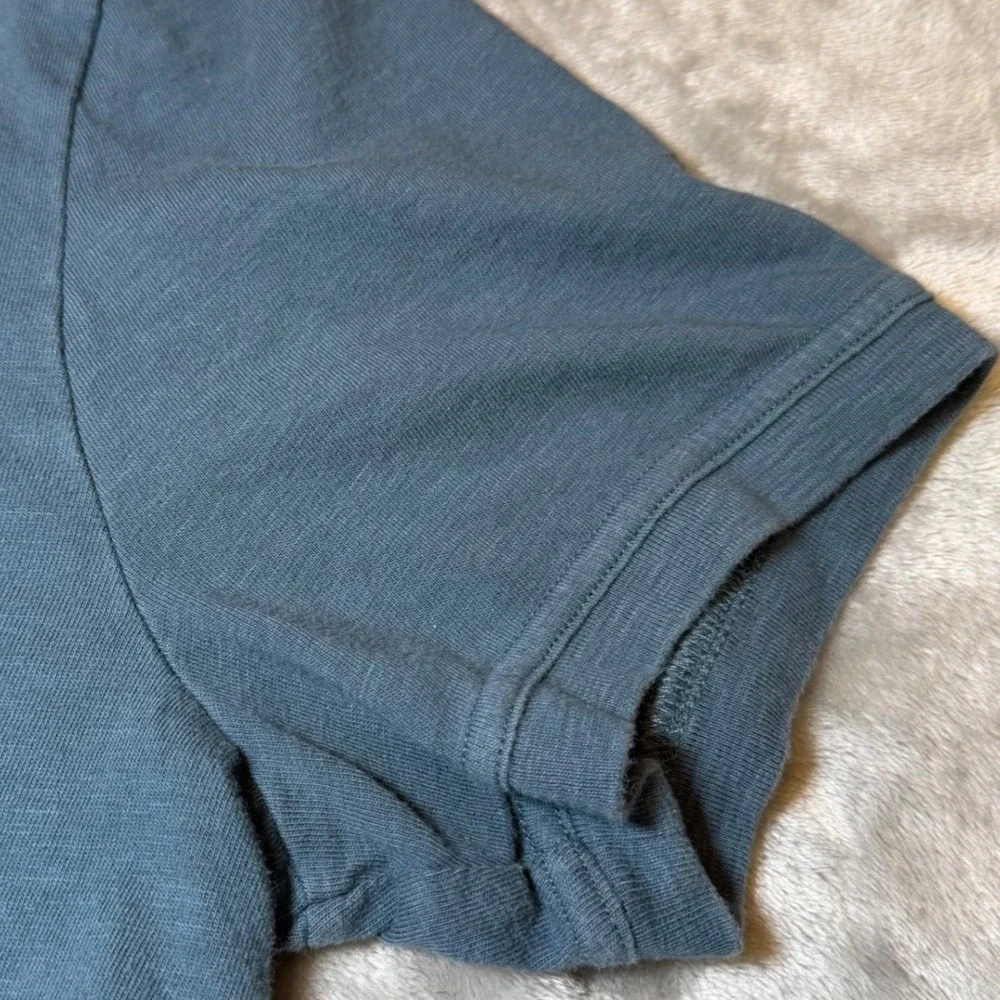 J Crew Mens Size XL Slub Cotton Henley Shirt Blue Short Sleeve Casual Tee Preppy
